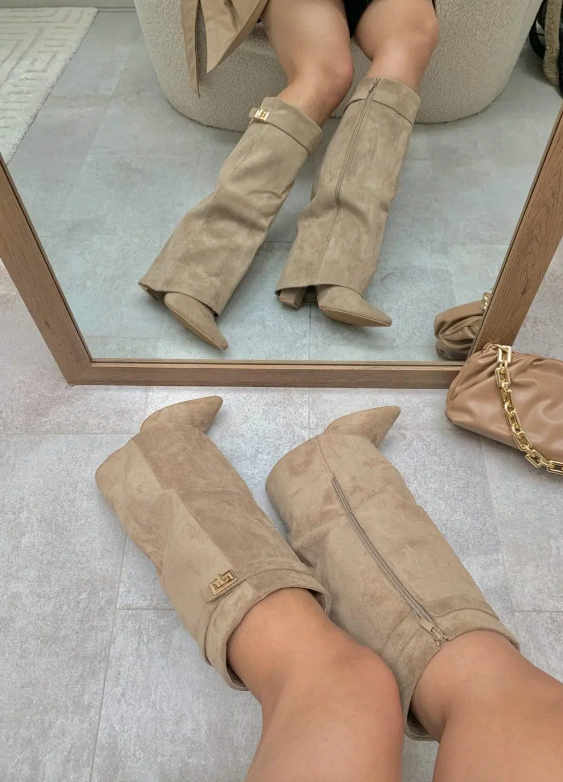 Jess Boots khaki Suedine