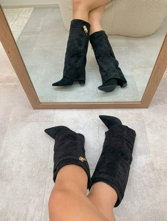 Jess Boots Black Suedine