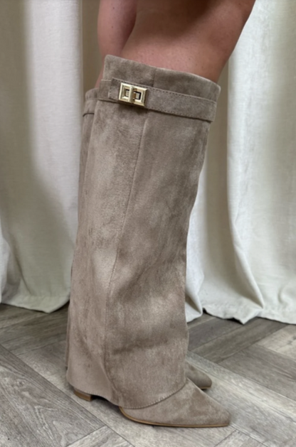 Jess Boots khaki Suedine