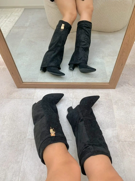 Jess Boots Black Suedine