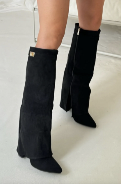 Jess Boots Black Suedine