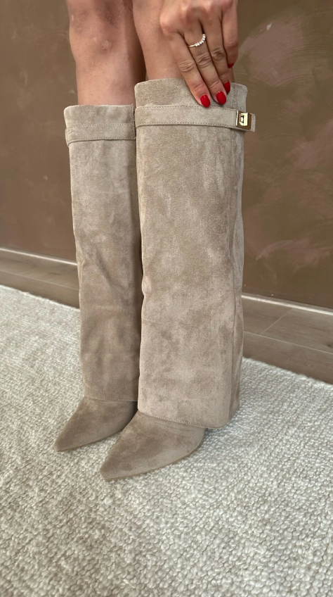 Jess Boots khaki Suedine