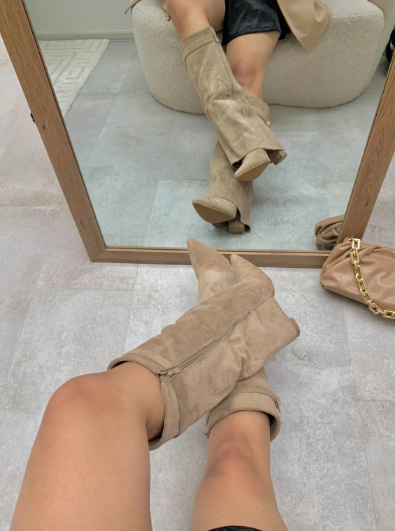 Jess Boots khaki Suedine