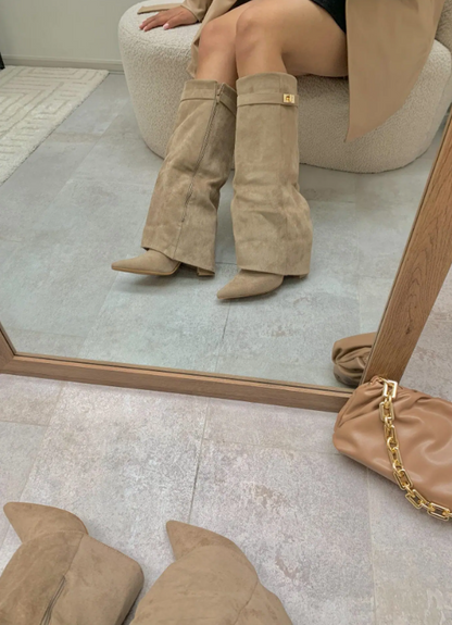 Jess Boots khaki Suedine