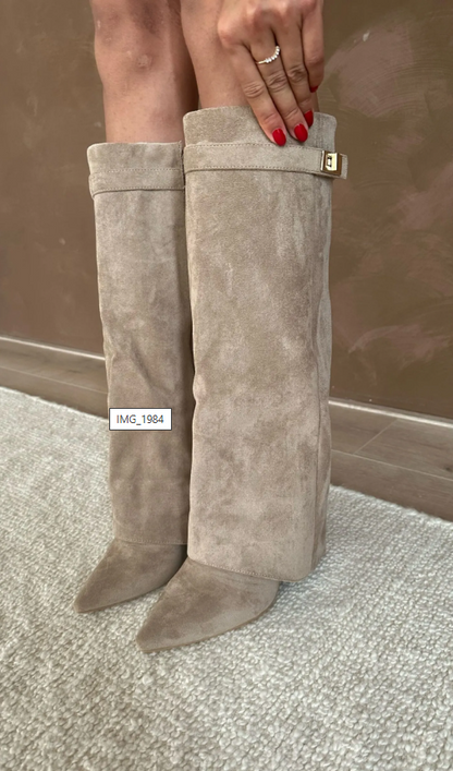 Jess Boots khaki Suedine