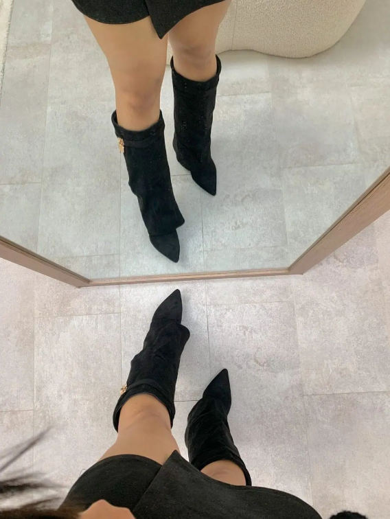 Jess Boots Black Suedine