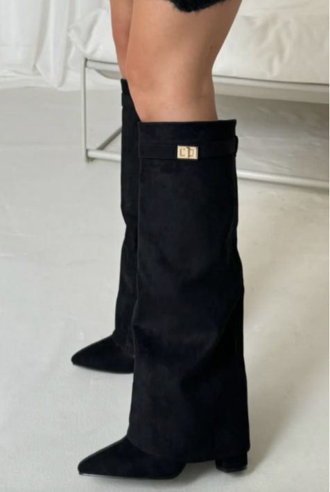 Jess Boots Black Suedine