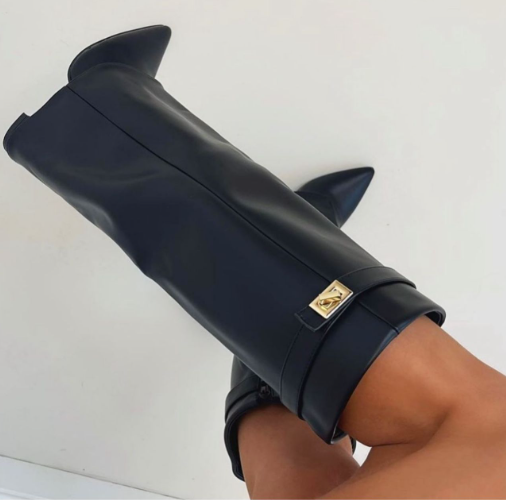 Jess Boots Black Leer