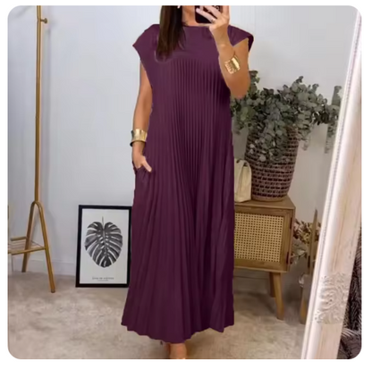 Loose Fit O-Neck Enkellange Dress